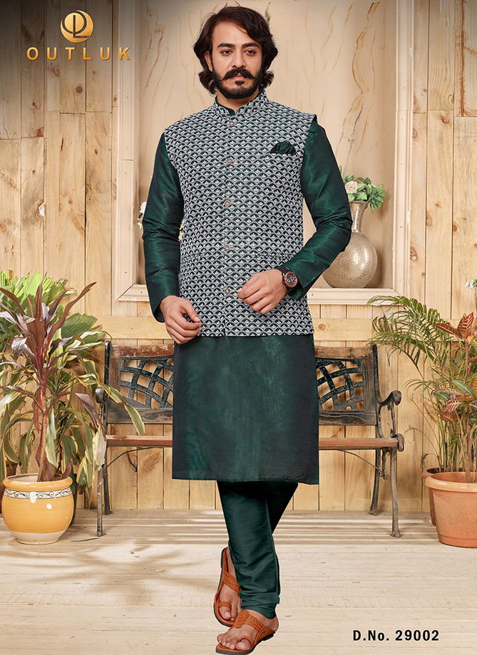 Outluk 29 Lucknowi Work Wholesale Kurta Pajama With Modi Jacket Collection